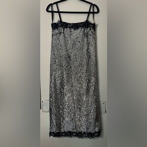 Lily Sisto X Gianni Bini Allegra Silver Sequin Mini Dress Size 0 NWT